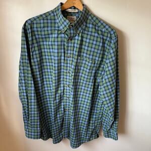 LL Bean Wrinkle Resistant Regular Fit Windowpane Plaid Button Down